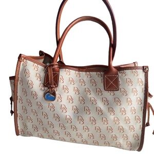 Dooney & Bourke Monogram Canvas & Leather Satchel Tote